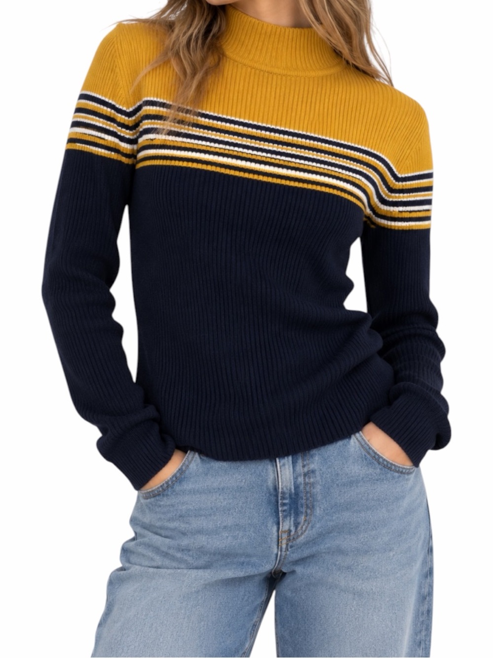 Appleseed's‎ Colorblock Striped Turtleneck Sz M